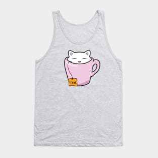 Cute cat in a pink cup of tea Tank Top